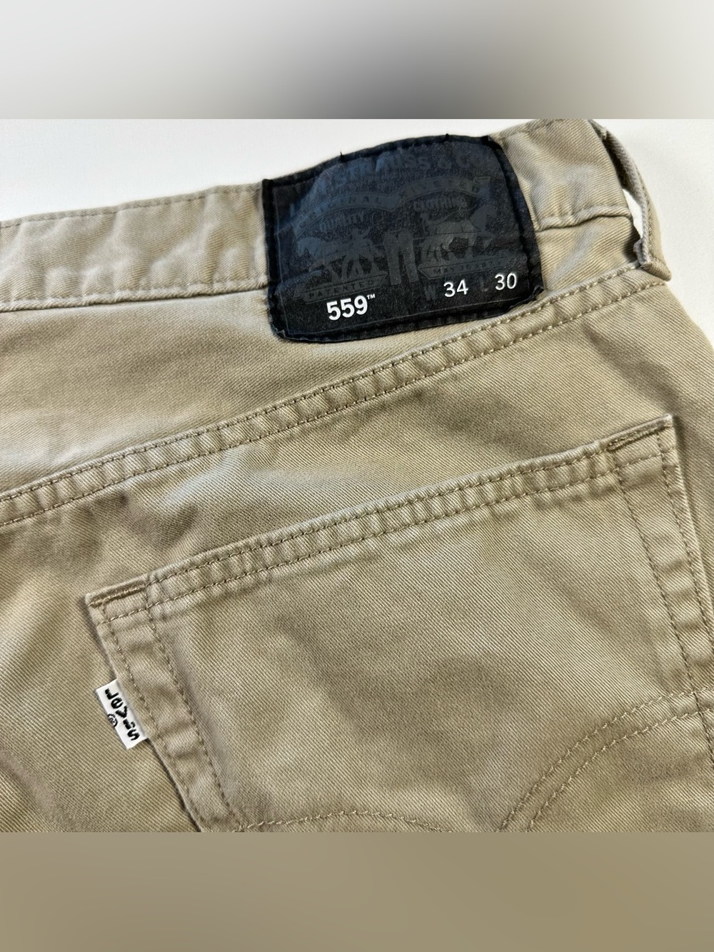 Levis 559 White Tab Pants Mens 34x30 Beige Relaxed Straight Chino Tan